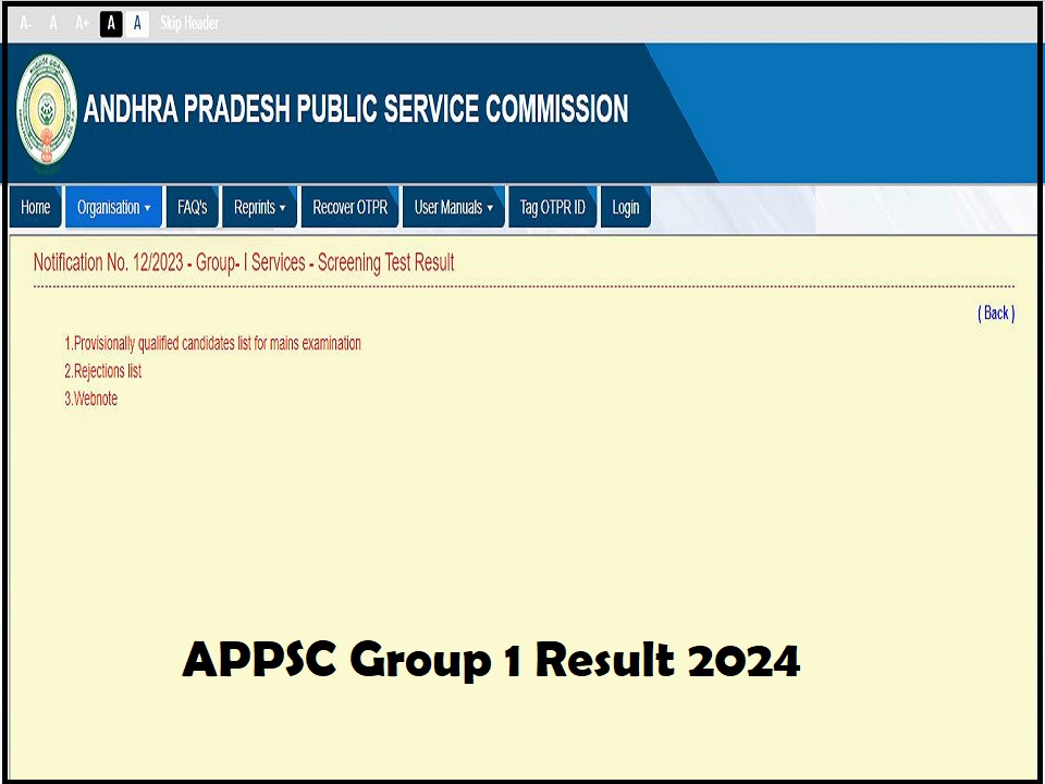 APPSC Group 1 Result 2024