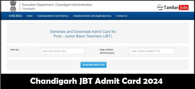 Chandigarh JBT Admit Card 2024